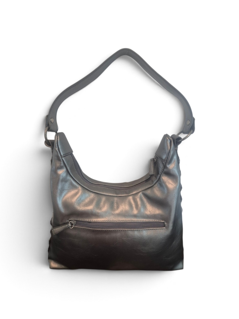 Vintage Silver Metallic Hobo Shoulder Bag Y2K Style